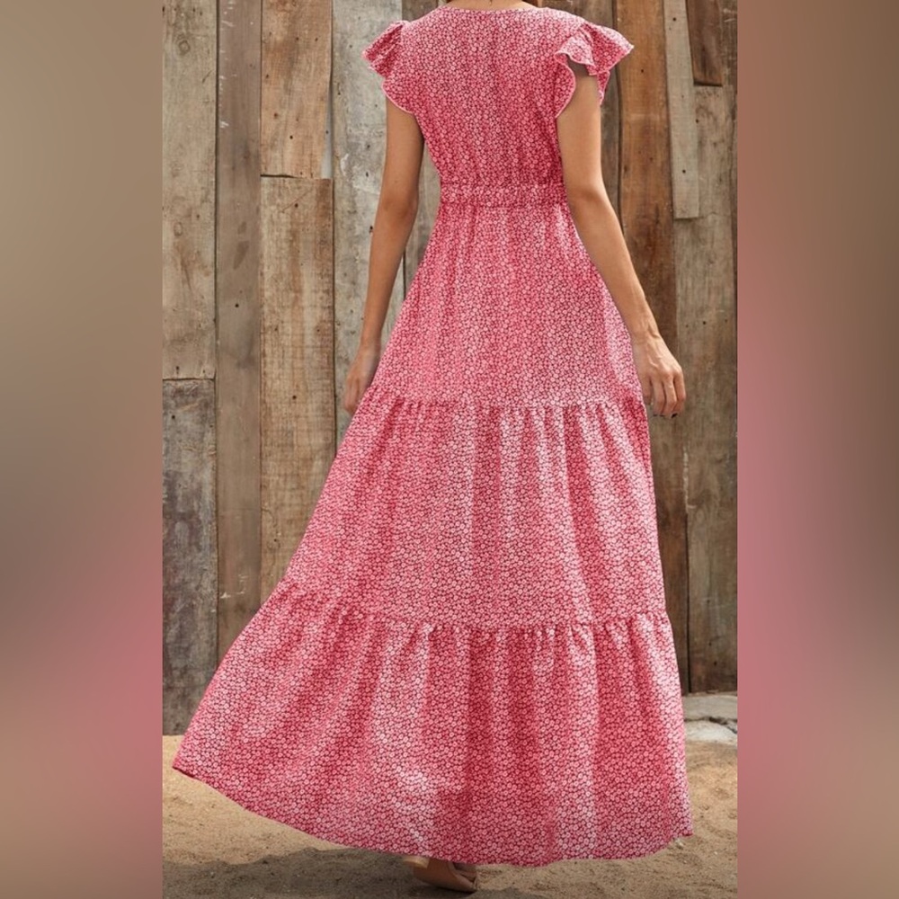 🌸 Effortlessly Pretty 🌺 Red Floral Ruffle Maxi - XL - Picture 10 of 10
